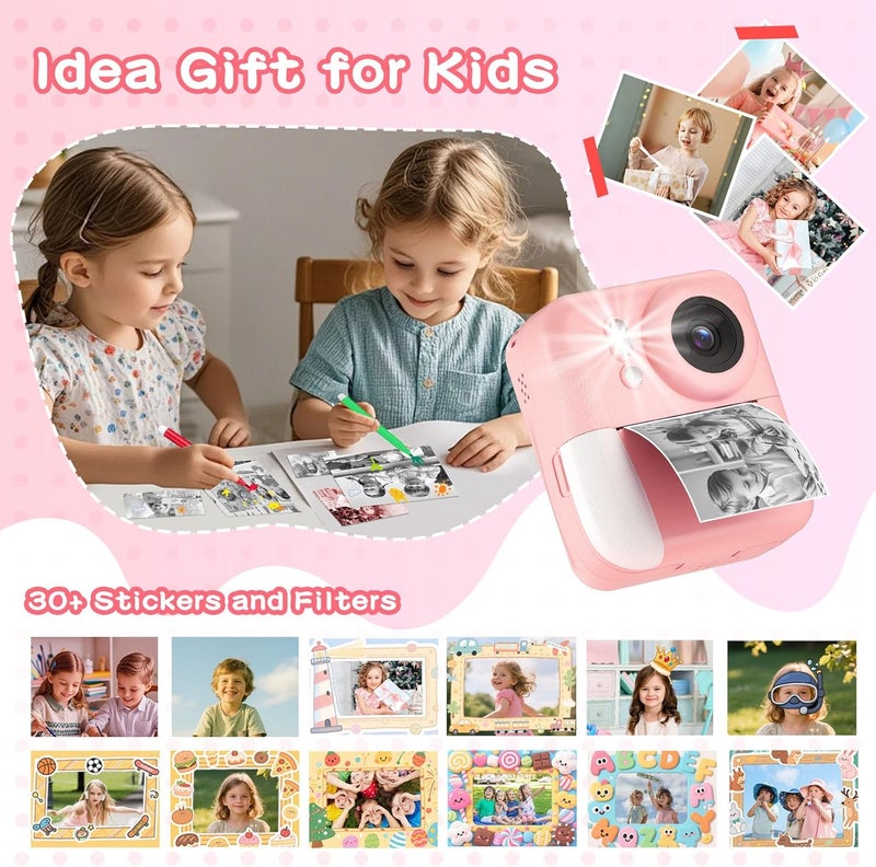 MINIBEAR Kids Camera Instant Print Color Photos, Dual-Lens Instant Print Camera for Kids, Toddler Portable Travel Digital Camera Toy for 6 7 8 Year Old Boys Girls Christmas Birthday Gifts 64GB Card - Image 5